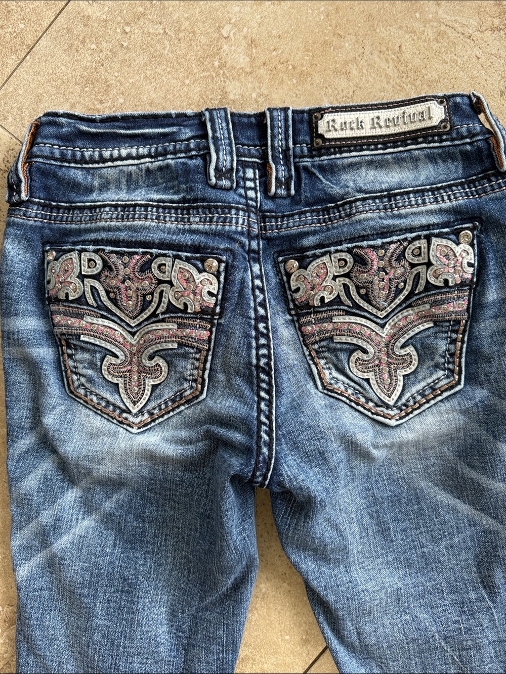 Rock Revival Nuri Denim Bootcut Jeans Rare Pink color Sz 26